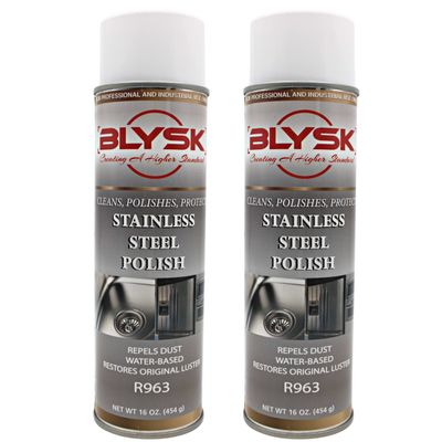 Blysk Stainless Steel Cleaner & Polish (2 pack), repels dust, removes oil-based stains, restores shine, streak-free