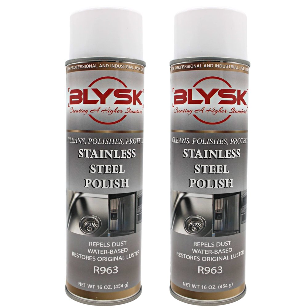 Blysk Stainless Steel Cleaner & Polish (2 pack), repels dust, removes oil-based stains, restores shine, streak-free