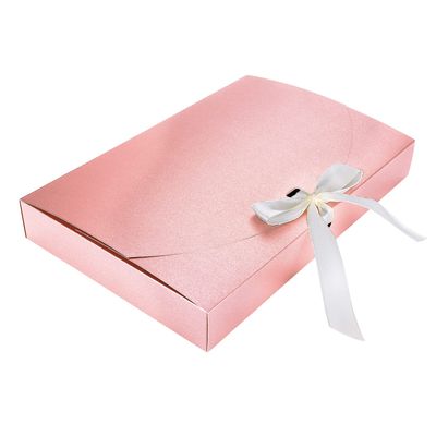 PENINSULA LOVE 10 Pack Rectangle Presents Box with Ribbon Bowknot Kraft Paper Gift Bag Cardboard Underwear Necklace Shirt Wrapping Box Clothing for Wedding Party Baby Shower Valentines Day (Pink)