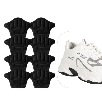 Reusable Heel Guards Liners for Loose Shoes & Too Big Boots - Self-Adhesive Heel Protector Pads (4 Black)