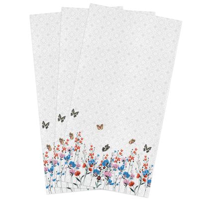 Kitchen Towels Microfiber Cleaning Cloths, Spring Flowers Watercolor Colorful Floral Butterfly Soft Dish Towels for Kitchen, Pack of 3 Absorbent Hand Towels Reusable Tea Towels,Bar Towels,18x28 Inch