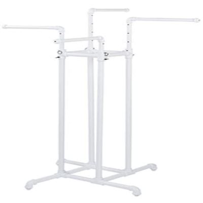 4-Way Pipe Clothing Rack in White 72 H x 30 W x 30 D Inches with Arms