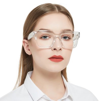 OCCI CHIARI Large Reading Glasses for Women Stylish Square Readers 1.0 1.25 1.50 1.75 2.0 2.25 2.50 2.75 3.0 3.5 (Clear, 3.0)