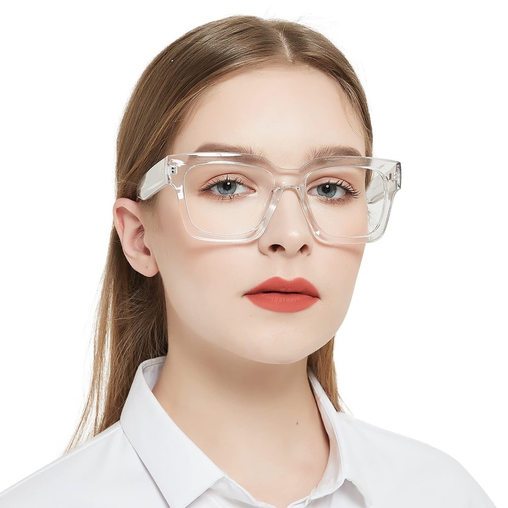 OCCI CHIARI Large Reading Glasses for Women Stylish Square Readers 1.0 1.25 1.50 1.75 2.0 2.25 2.50 2.75 3.0 3.5 (Clear, 3.0)
