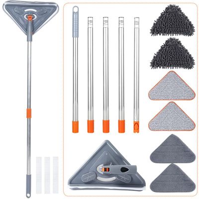 82 Inch Wall Mop with Long Handle Wall Cleaning Mop with 39.8-82 Inch Extension Pole 360 Rotatable Wall Cleaner Mops Triangle Mop Kit for Walls Ceiling Window Skirting