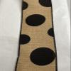 10 Yards 2.5in Wired Beige & Black Large Polka Dot Faux Burlap Ribbon view 1