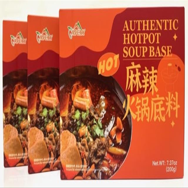Apexy Authentic HotPot Soup Base, Hot, Rich Natural Sichuan Flavors, Thick and Creamy, Classic Asian Ingredients, 7.37 oz (Pack of 3, Hot)
