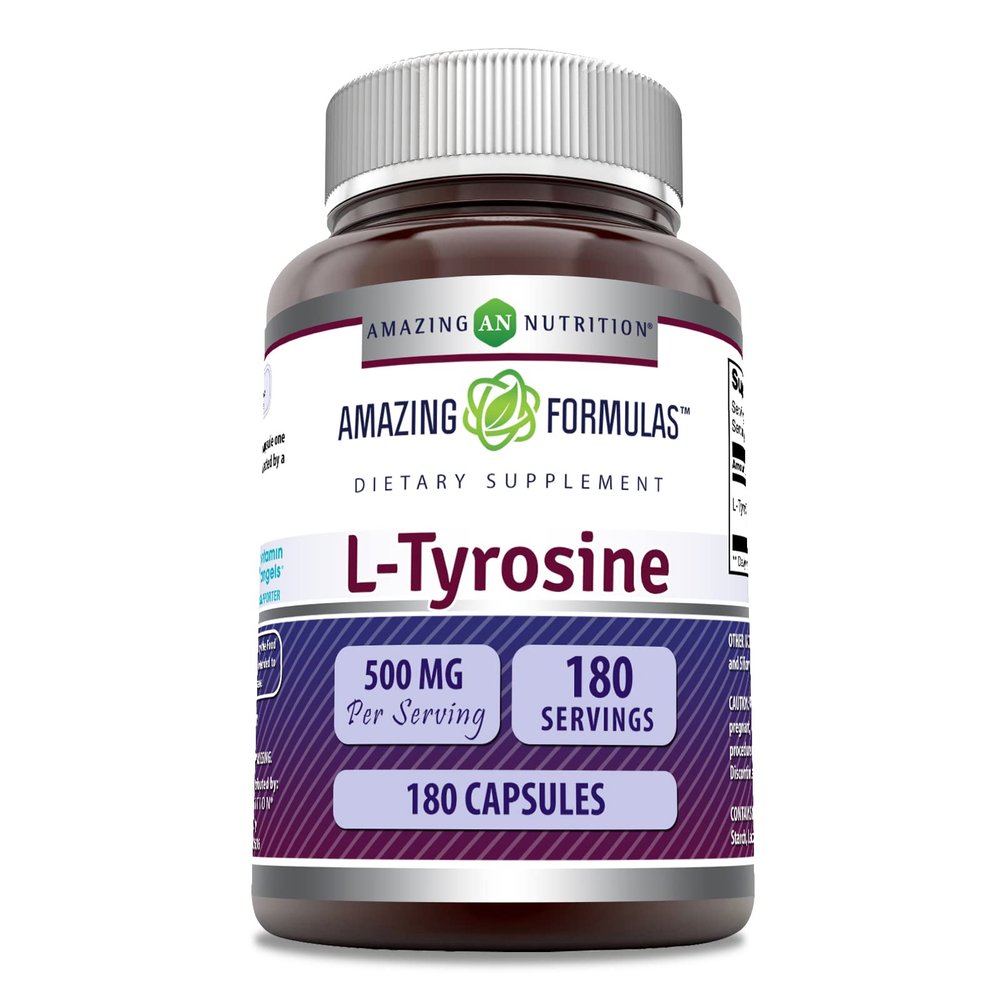 Amazing Formulas L-Tyrosine Amino Acid Supplement | 500 Mg per Serving | 180 Capsules | Non-GMO | Gluten-Free | Made in USA