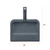 Superio Clip-On Dustpan with Rubber Lip - 10-inch Wide Durable Plastic Dust Pan with Comfort Grip Handle, 2-Pack (Grey) view 2