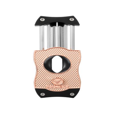 Colibri Premium Diamond V-Cut Cigar Cutter - Ergonomic Stainless Steel Spring-Loaded Blade, Ideal for up to 60+ Ring Gauge - Gift for Cigar Enthusiasts (Rose & Black)