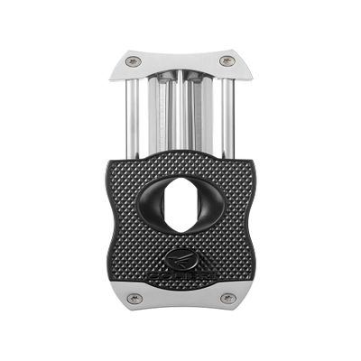 Colibri Premium Diamond V-Cut Cigar Cutter - Ergonomic Stainless Steel Spring-Loaded Blade, Ideal for up to 60+ Ring Gauge - Gift for Cigar Enthusiasts (Black & Chrome)