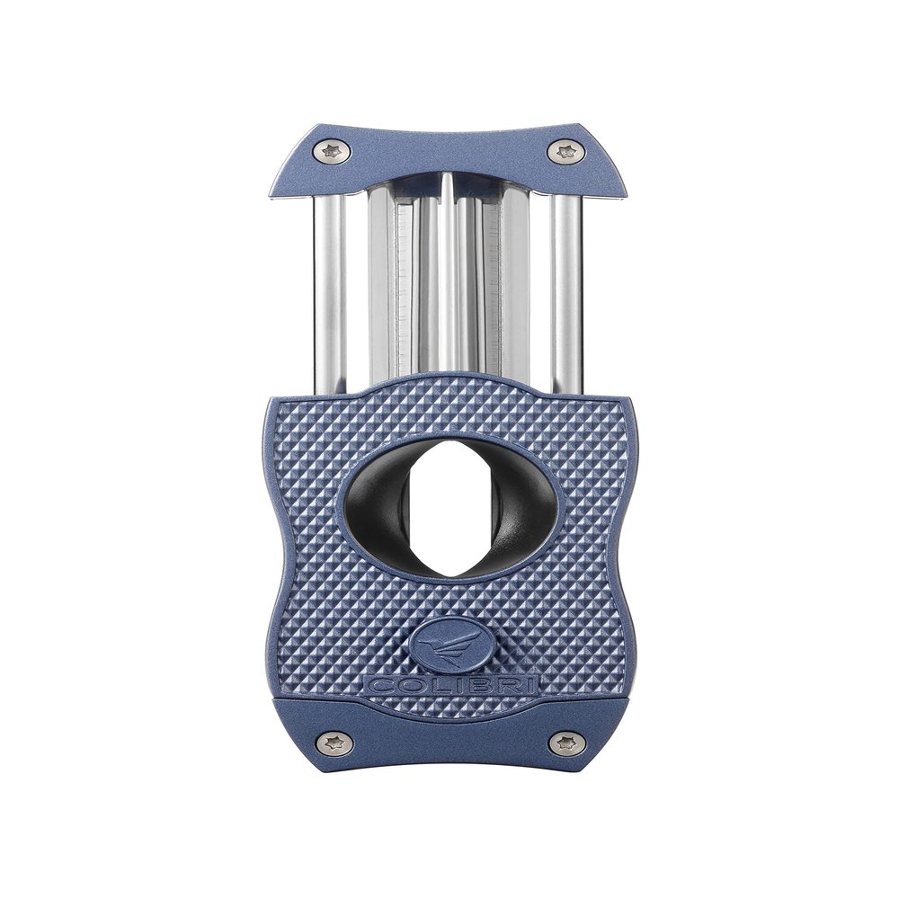 Colibri Premium Diamond V-Cut Cigar Cutter - Ergonomic Stainless Steel Spring-Loaded Blade, Ideal for up to 60+ Ring Gauge - Gift for Cigar Enthusiasts (Navy)