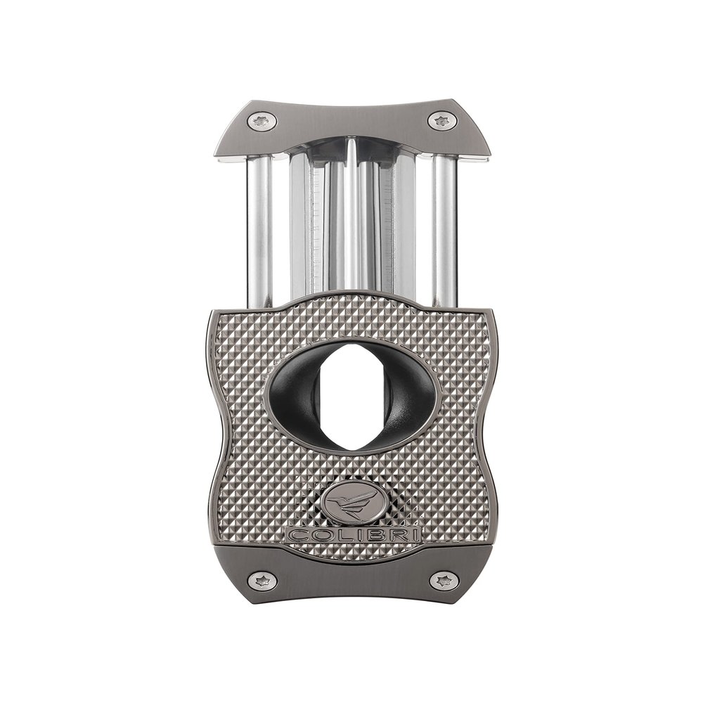 Colibri Premium Diamond V-Cut Cigar Cutter - Ergonomic Stainless Steel Spring-Loaded Blade, Ideal for up to 60+ Ring Gauge - Gift for Cigar Enthusiasts (Gunmetal)