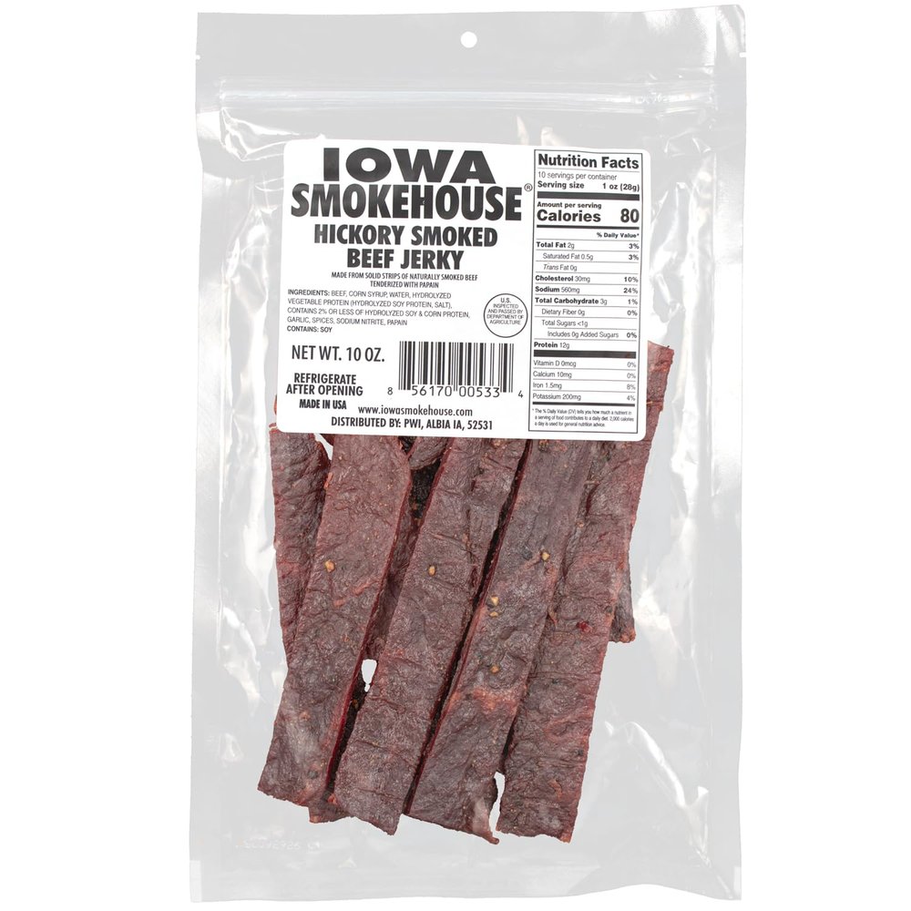IOWA SMOKEHOUSE Beef Jerky, Sweet Teriyaki - Thick & Tender Cuts - 11g of Protein, All USA Beef - 10 Oz