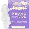 August Menstrual Day & Night Organic Cover Pads, 48-Pack Regular, 48-Pack Super Pads, Compostable Wrappers, Hypoallergenic Organic Cover Sanitary Napkins for Anyone Who Menstruates (6 Boxes of 16) view 1