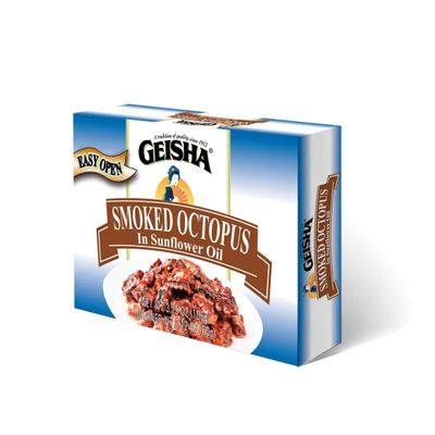 GEISHA Smoked Octopus in Sunflower Oil 3.75oz (Pack of 12), Octopus | Zero Sat &Trans Fat Wild caught No Preservatives & Food Additives - Gluten Free Good Source of Protein Less than 100 Kcal per container