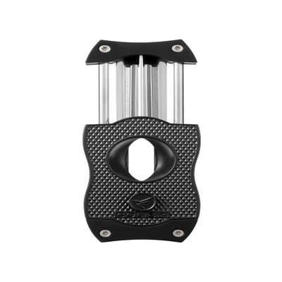 Colibri Premium Diamond V-Cut Cigar Cutter - Ergonomic Stainless Steel Spring-Loaded Blade, Ideal for up to 60+ Ring Gauge - Gift for Cigar Enthusiasts (Black & Black)
