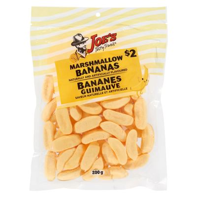 Joe's Tasty Travels Marshmallow Bananas Candy, 200g/7 oz. Bag, (Canadian)