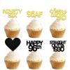 18pcs Black Gold Glitter Dessert Cupcake Pick for Straight Outta 1930 Cheer to 96 Years Old Theme Decor Supplies Happy 96th Birthday Party Decoration view 1