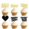 18pcs Black Gold Glitter Dessert Cupcake Pick for Straight Outta 1968 Cheer to 58 Years Old Theme Decor Supplies Happy 58th Birthday Party Decoration view 1