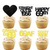 18pcs Black Gold Glitter Dessert Cupcake Pick for Straight Outta 1956 Cheer to 69 Years Old Theme Decor Supplies Happy 69th Birthday Party Decoration view 1