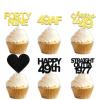 18pcs Black Gold Glitter Dessert Cupcake Pick for Straight Outta 1977 Cheer to 49 Years Old Theme Decor Supplies Happy 49th Birthday Party Decoration view 1