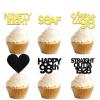 18pcs Black Gold Glitter Dessert Cupcake Pick for Straight Outta 1928 Cheer to 98 Years Old Theme Decor Supplies Happy 98th Birthday Party Decoration view 1