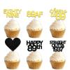18pcs Black Gold Glitter Dessert Cupcake Pick for Straight Outta 1937 Cheer to 89 Years Old Theme Decor Supplies Happy 89th Birthday Party Decoration view 1