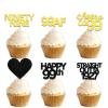 18pcs Black Gold Glitter Dessert Cupcake Pick for Straight Outta 1927 Cheer to 99 Years Old Theme Decor Supplies Happy 99th Birthday Party Decoration view 1