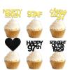 18pcs Black Gold Glitter Dessert Cupcake Pick for Straight Outta 1929 Cheer to 97 Years Old Theme Decor Supplies Happy 97th Birthday Party Decoration view 1