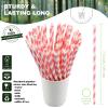 [1000 Count] Chunspak Pink and White Striped Paper Drinking Straws Bulk, 7.75" x0.24", Unwrapped - Biodegradable and Compostable view 2