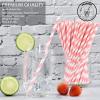 [1000 Count] Chunspak Pink and White Striped Paper Drinking Straws Bulk, 7.75" x0.24", Unwrapped - Biodegradable and Compostable view 3