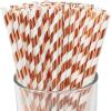 500 pcs Party Paper Drinking Straws Bulk, Glitter Holiday Restaurant Coffee Cocktail Juice Bar Kids Baby Bridal Shower Wedding Birthday Craft Lollipop Cake Pop Sticks (Rose Gold Foil Stripe) view 1