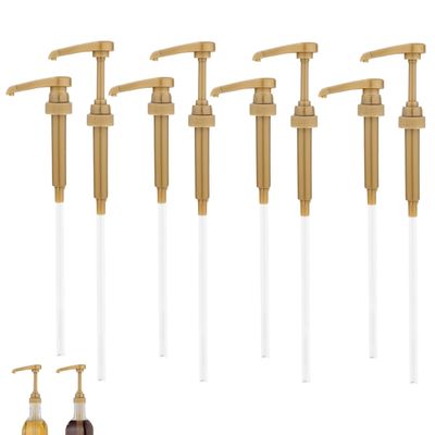8 Pack Coffee Syrup Pumps, Fits Most 750ml Bottles (Torani, Davinci, Matteo, Jordan's) - No Dripping, Gold