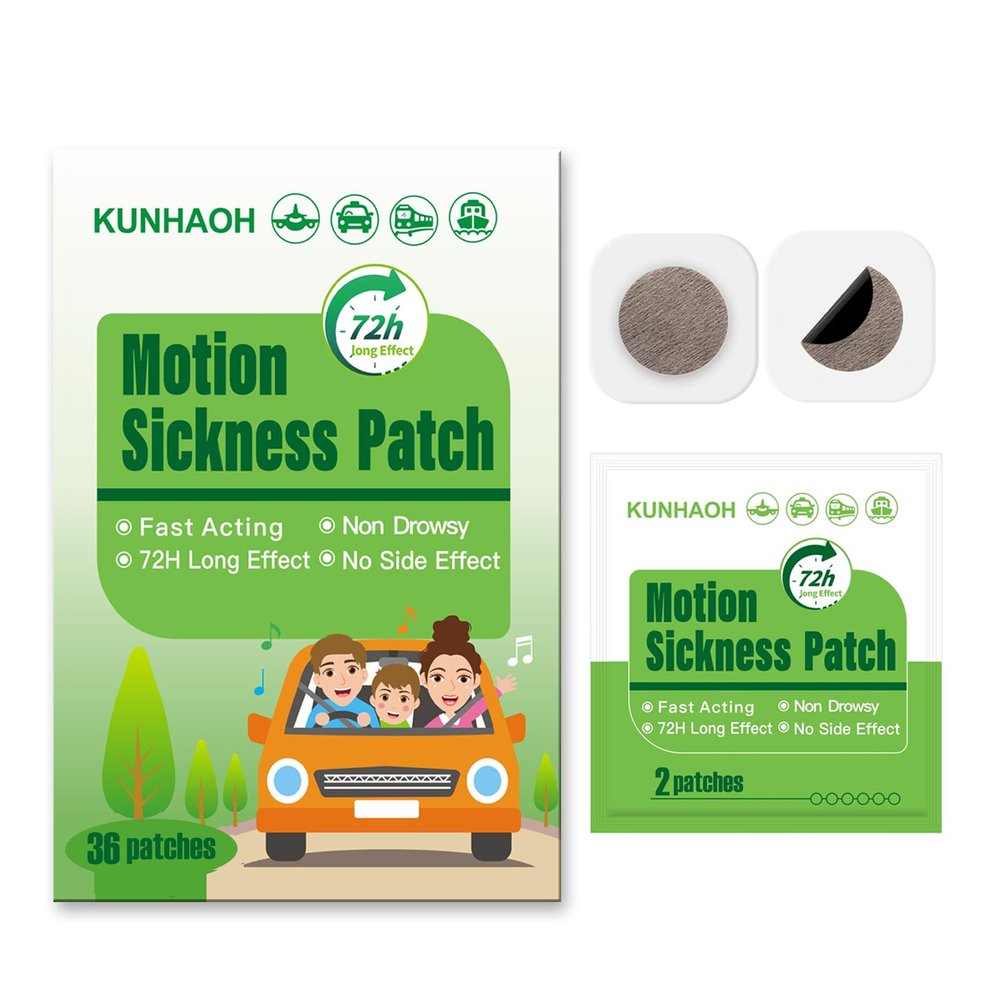 (2026 New) Motion Sickness Patches Non-Drowsy, 100% Natural Motion Sickness Patch(Efficient Lasts 72 Hours)-for Car Airplane Ship Altitude Sickness(Travel Essentials)-for Adults and Kids(36 Count)