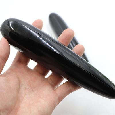 18 * 4cm Natural Quartz Crystal Massage Wand Rose Quartz Yoni Wand Crystal Stone Yoni Women Gift,Black Obsidian