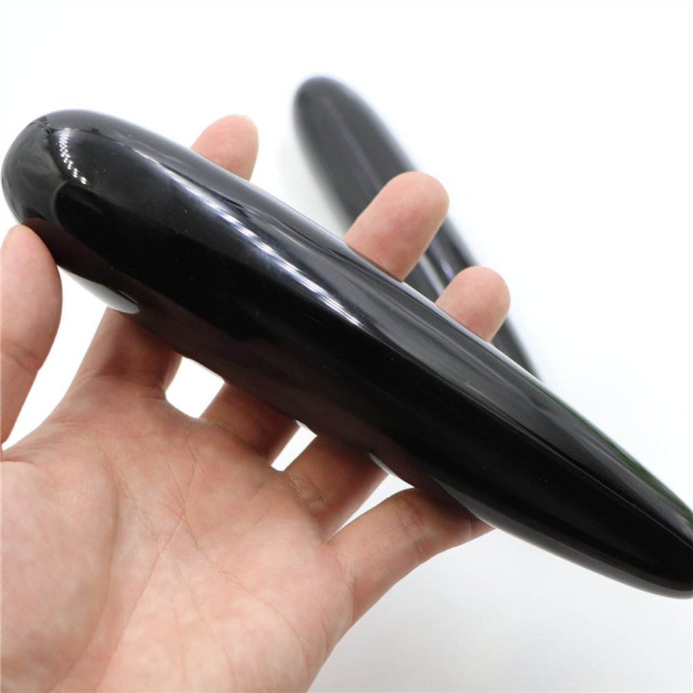 18 * 4cm Natural Quartz Crystal Massage Wand Rose Quartz Yoni Wand Crystal Stone Yoni Women Gift,Black Obsidian