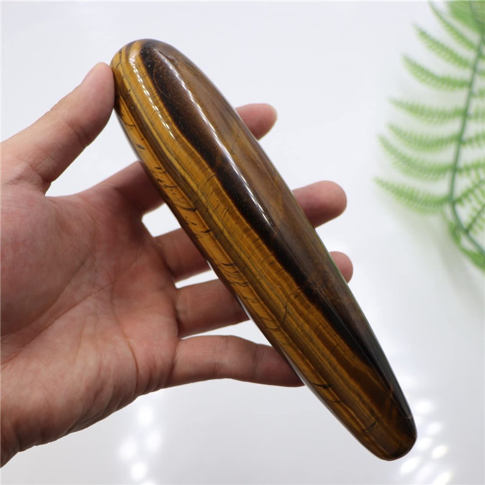 AOWNE 18cm Natural Tiger Eye Yoni Massage Wand Crystal for Women Massage Kegel Exercise Yoni Wand,18-4cm
