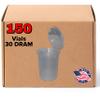 Evo Plastics 150 Clear Vials - 30 DRAM Pop Top Bottle - Airtight Containers - BPA Free Medical Grade Plastic Prescription Bottles for Storage, Wholesale Bulk Pack view 1