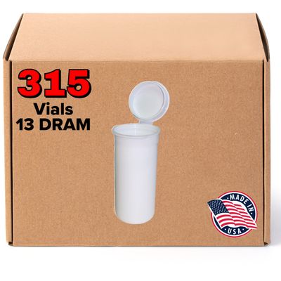 Evo Plastics 315 White 13 DRAM Pop Top Bottles - Airtight Odor Proof Containers - BPA Free Medical Grade Plastic Prescription Pop Tops