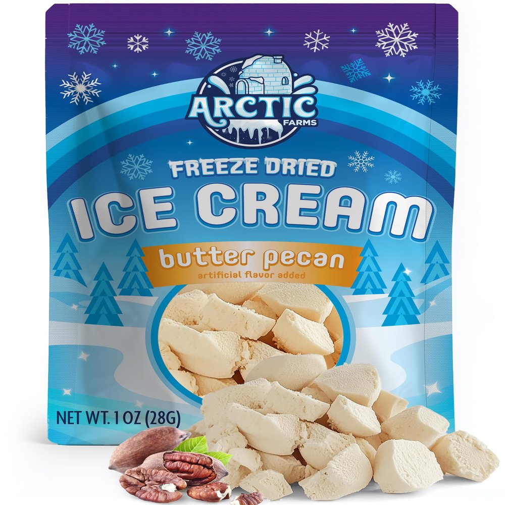 Arctic Farms Freeze Dried Ice Cream that Does Not Melt (Butter Pecan)