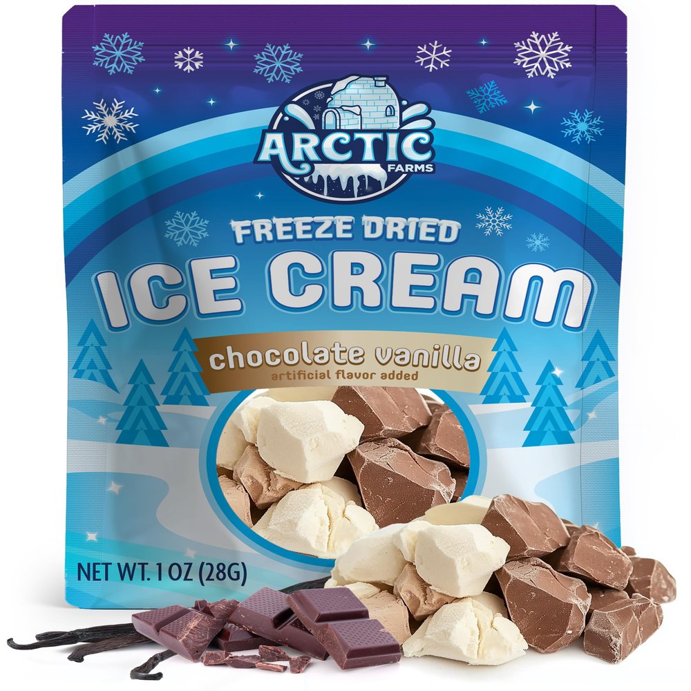 Arctic Farms Freeze Dried Ice Cream that Does Not Melt (Chocolate Vanilla, 1 Ounce)
