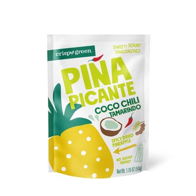 Crispy Green Pia Picante, Coconut Chili Tamarindo Dried Pineapple, Healthy Real Fruit Snacks, 1.76 Ounce, 12 Single Serve Bags