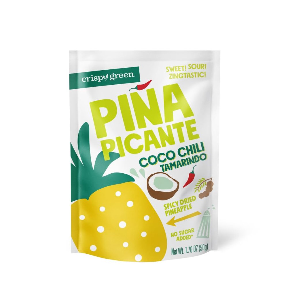 Crispy Green Pia Picante, Coconut Chili Tamarindo Dried Pineapple, Healthy Real Fruit Snacks, 1.76 Ounce, 12 Single Serve Bags