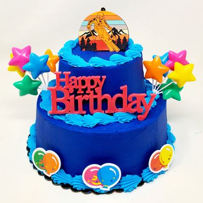 Skiing Free Style Skier Ski Themed 7 Piece Birthday Cake Topper Set