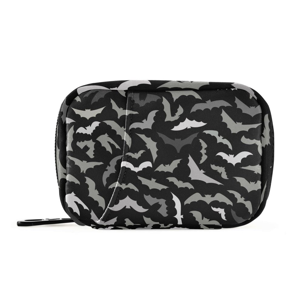 Sletend Pill Box Halloween Bats 7 Day Pill Case Travel Pill Organizer Bag with Zipper Portable Weekly Vitamin Medicine Supplement Holder Pouch Bag