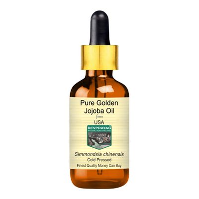 DEVPRAYAG Pure Golden Jojoba Oil (Simmondsia chinensis) with Glass Dropper Cold Pressed 15ml (0.50 oz)