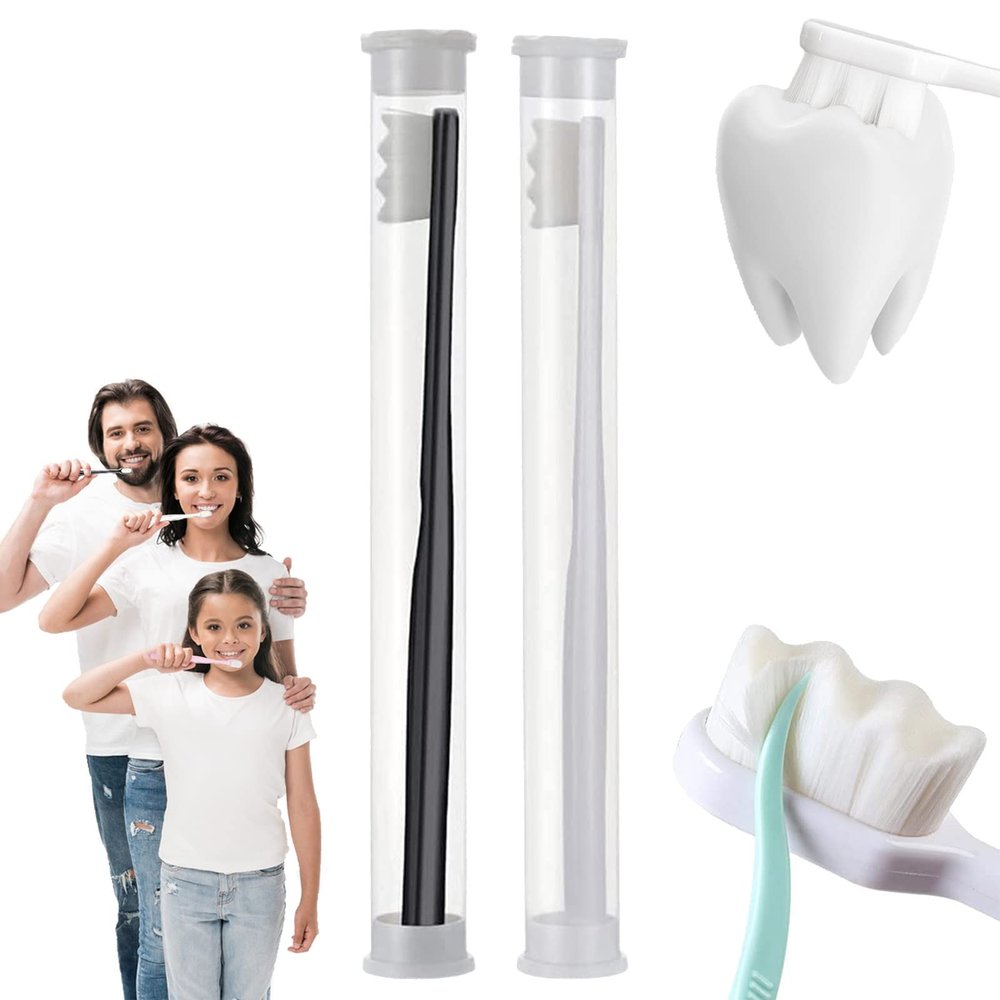 BREVI Nordic-Inspired Premium Nano Toothbrush - Extra Soft with 20000 Soft Bristles, Micro Fur Manual Toothbrush for Sensitive Gums and Teeth (Black+white)