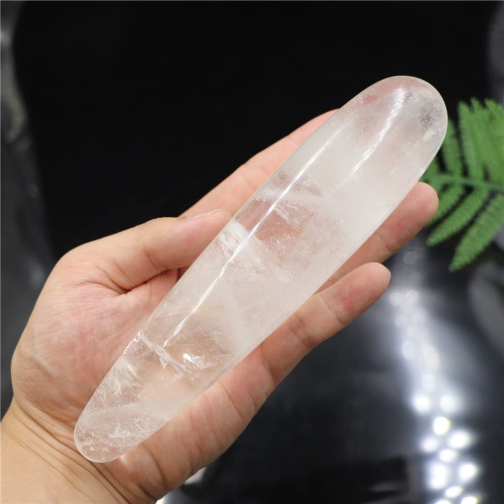 18cm Natural Clear Quartz Crystal Wand Hand Carved Massage Stick Gemstone Yoni Wand,18-4cm