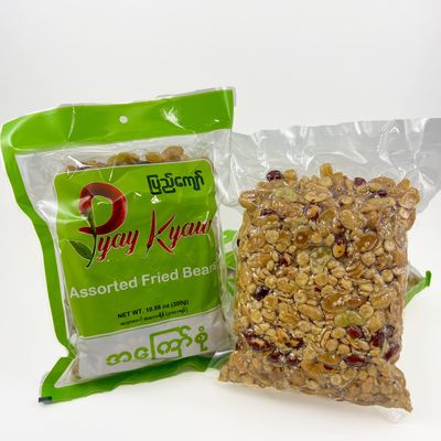 Pyay Kyaw Assorted Fried Beans (Crunchy Mix) For Myanmar Tea Leaf Salad (Laphet Thoke) 10.58oz (300g)